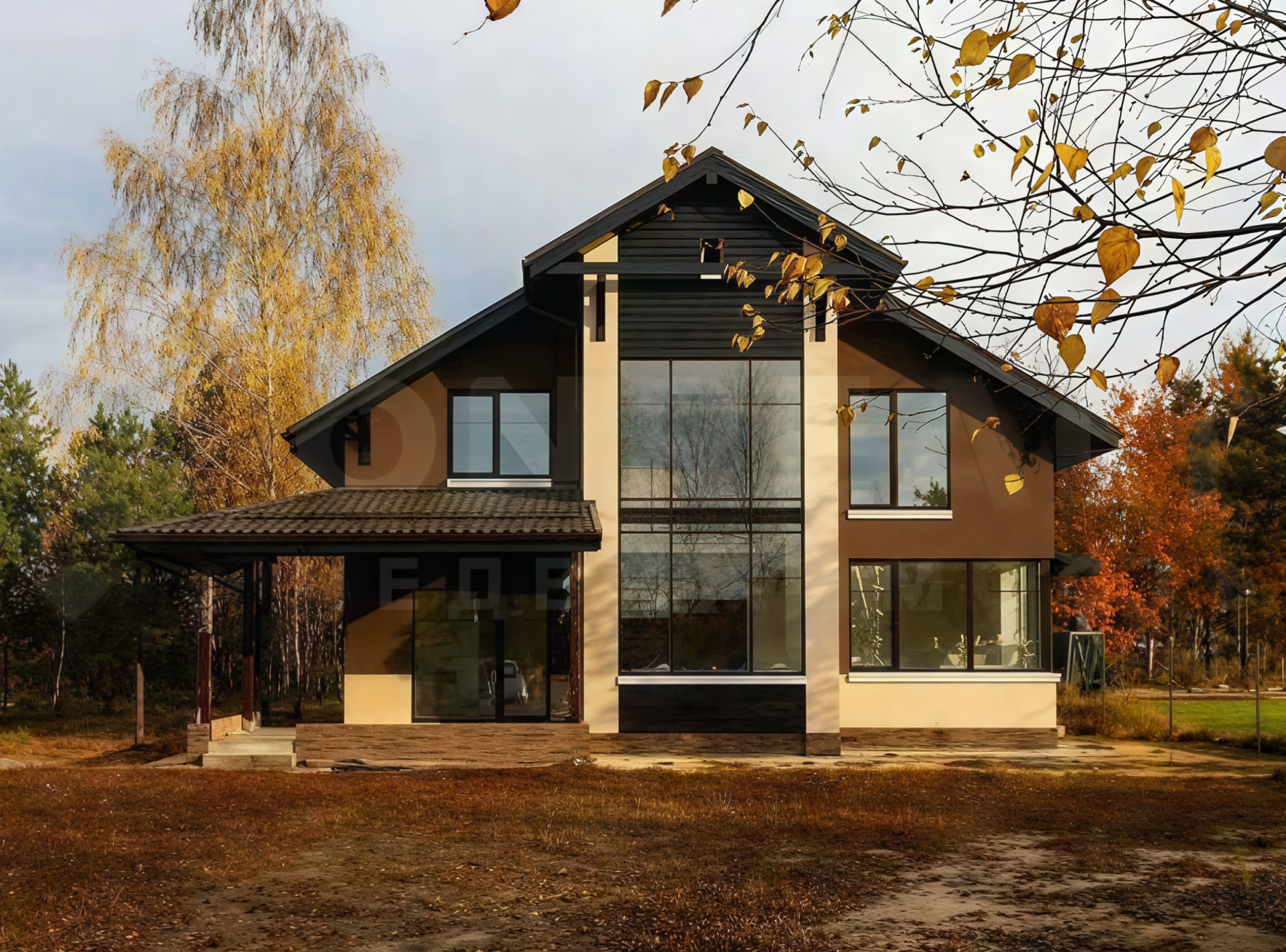 Превью для проекта в портфолио ««Регата» - красивый проект дома с мансардой, двускатная кровля, планировка с мастер спальней»