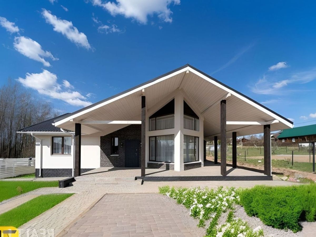 Превью для проекта в портфолио «Мечты становятся реальностью. «Яркий мир» - проект одноэтажного дома, с панорамным эркером, в современном стиле»