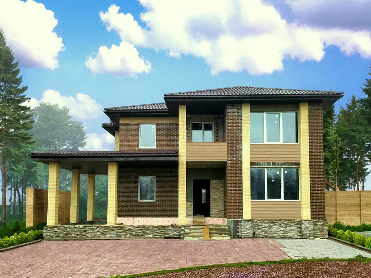 Превью для проекта в портфолио ««Республика» - проект двухэтажного дома из газобетона, с террасой, мастер спальня, в современном стиле»