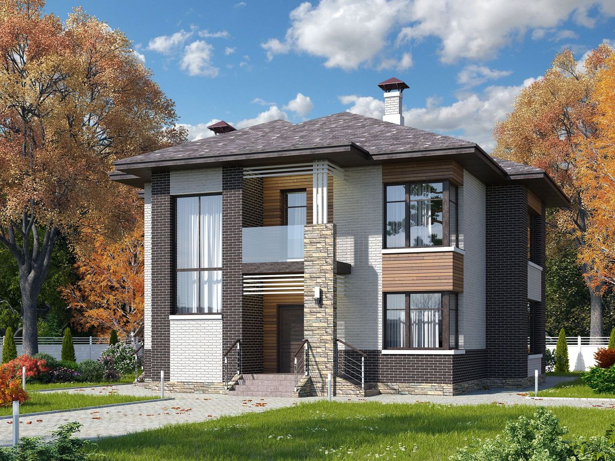 Превью для проекта в портфолио ««Эндорфин» - проект двухэтажного дома, в современном стиле, планировка с сауной и с террасой»