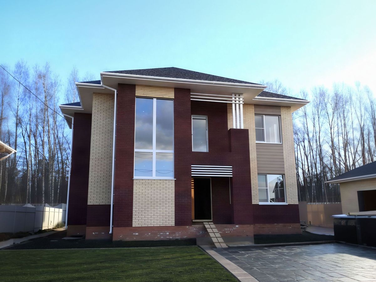 Превью для проекта в портфолио ««Эндорфин» - проект двухэтажного дома, в современном стиле, планировка с сауной и с террасой»