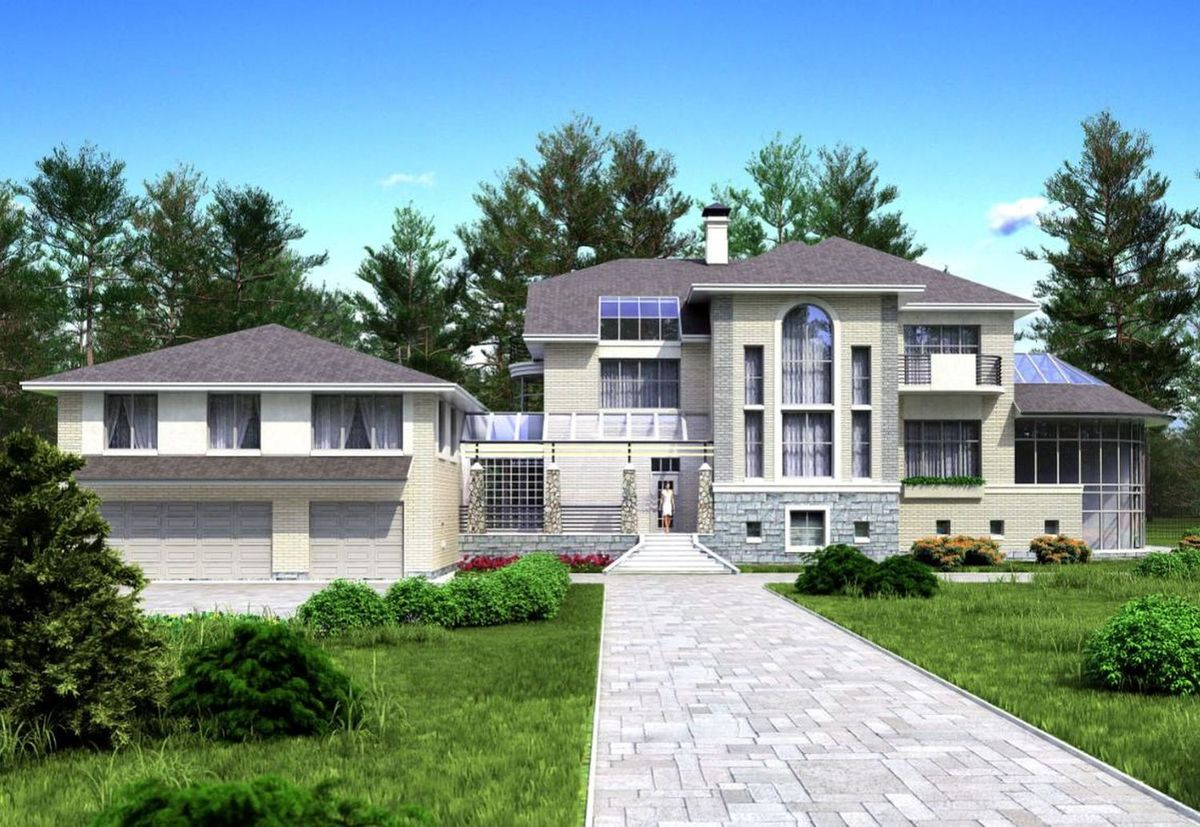 Превью для проекта в портфолио « «ИДЕНТИФИКАЦИЯ» - проект современной виллы, с бассейном и сауной, с квартирой для персонала и гаражом на 3 авто»