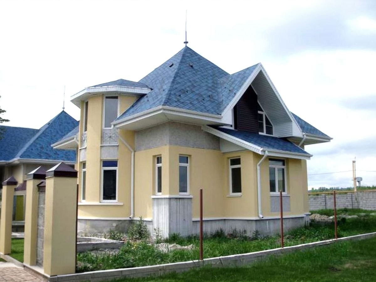 Превью для проекта в портфолио ««Петит» - проект дома с мансардой, планировка с полукруглым эркером и с террасой, с пирамидальной кровлей»