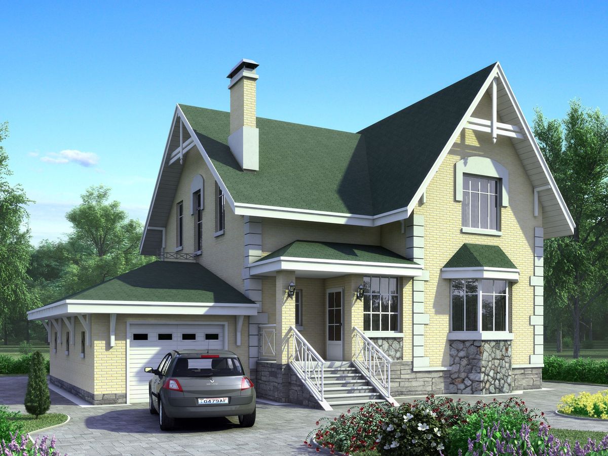 Превью для проекта в портфолио ««Ретростилиса» - проект двухэтажного дома, с эркером, в английском стиле»