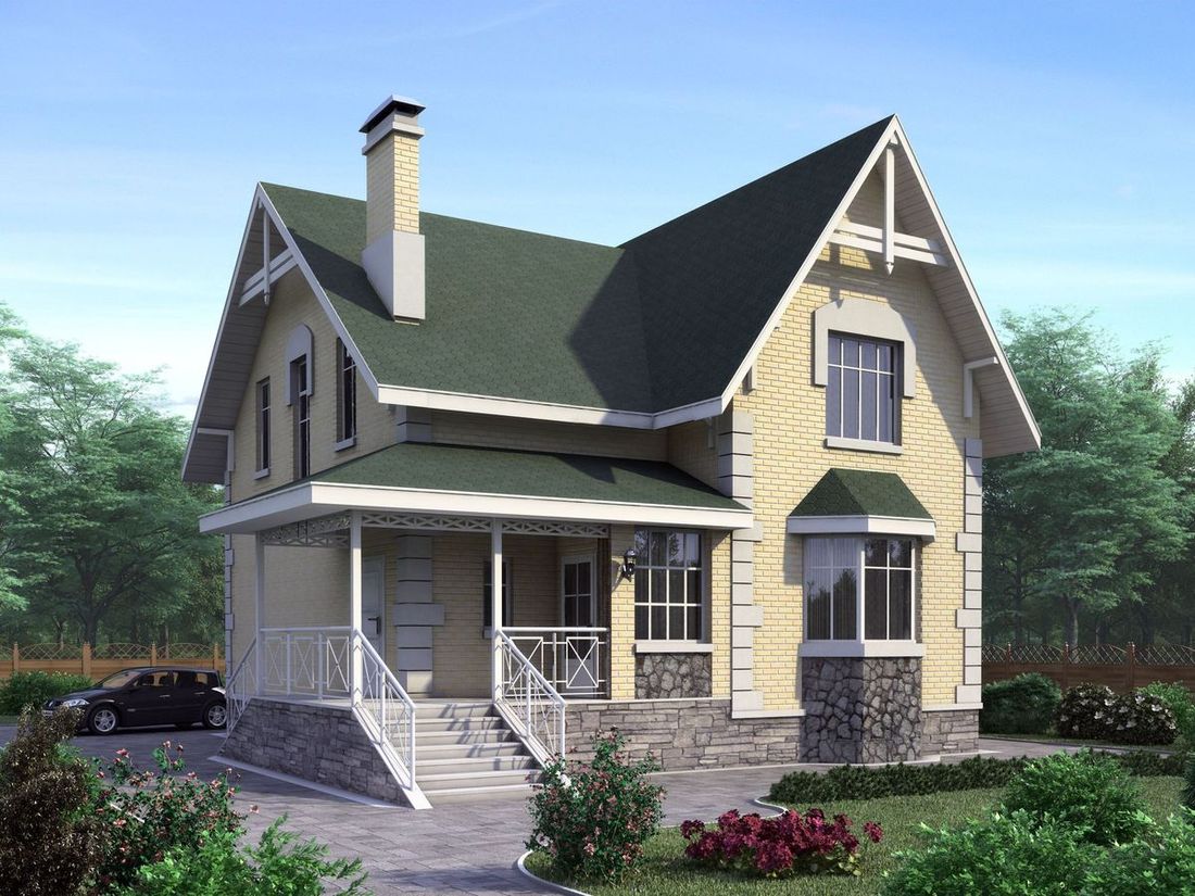 Превью для проекта в портфолио ««Ретростилиса» - проект двухэтажного дома, с эркером, в английском стиле»