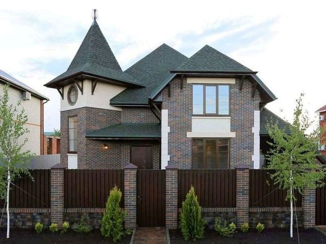 Превью для проекта в портфолио «Дом в стиле замка. «Аскольд» - проект двухэтажного дома с террасой, планировка дома по диагонали.»