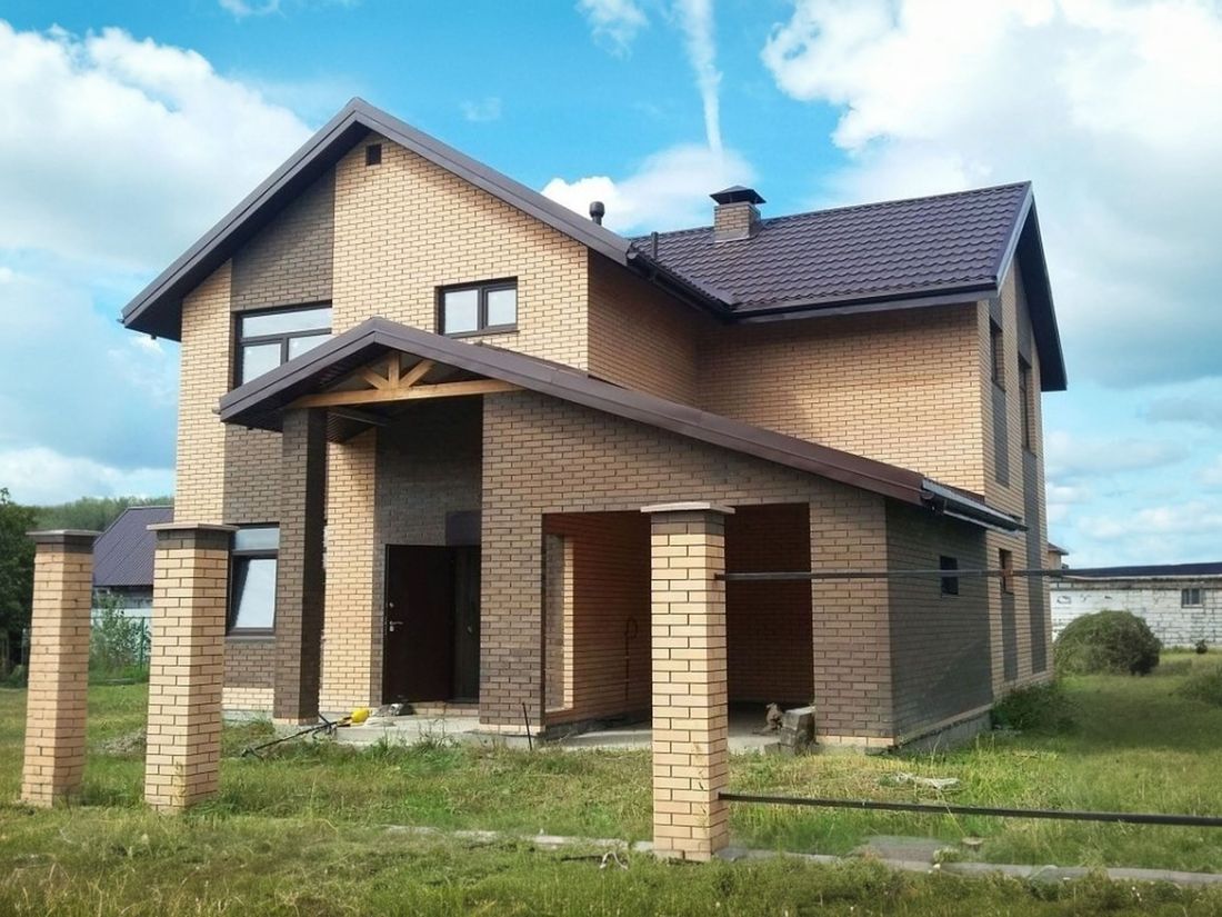 Превью для проекта в портфолио ««Премьера» - проект двухэтажного дома, компактная рациональная планировка, с сауной, навес на 1 авто»