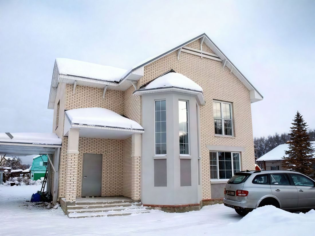 Превью для проекта в портфолио ««Лидер» - проект двухэтажного дома, с эркером и с террасой, с навесом для авто»