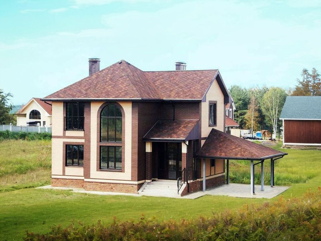 Превью для проекта в портфолио « «Эйваро»- проект двухэтажного дома из газобетона, с двусветной столовой и с террасой»