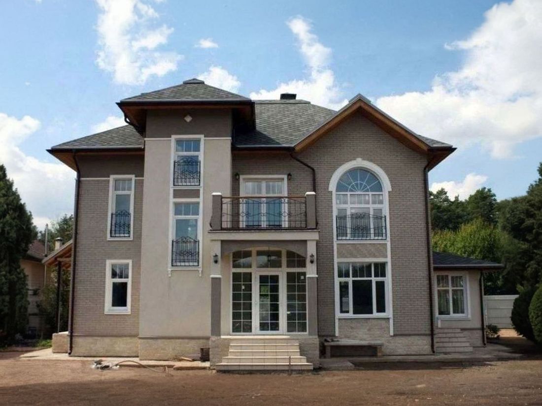 Превью для проекта в портфолио ««Разумовский» - проект двухэтажного дома, с террасой, с балконом, в стиле модерн»