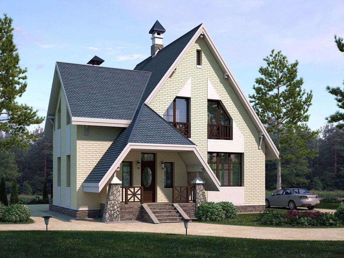 Превью для проекта в портфолио ««Шесть соток» - проект дома с мансардой, с террасой»