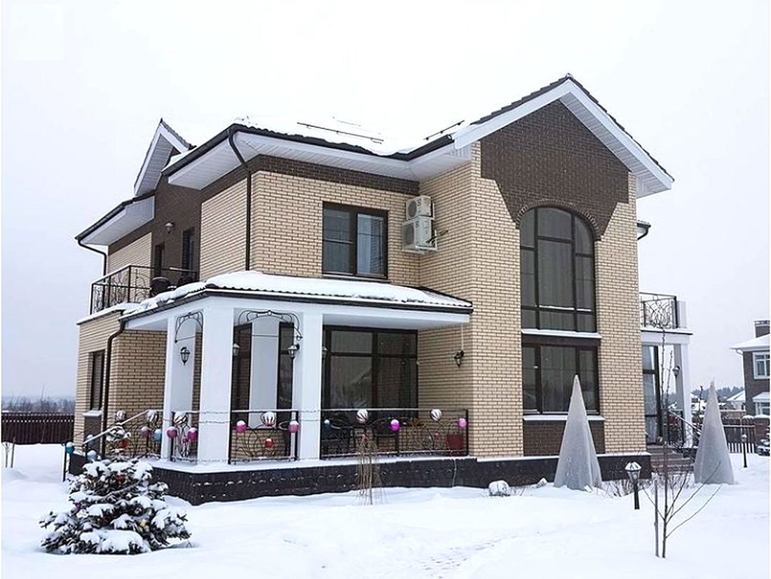 Превью для проекта в портфолио ««Голицын»- проект двухэтажного дома, с двусветной гостиной и с террасой, в стиле модерн»