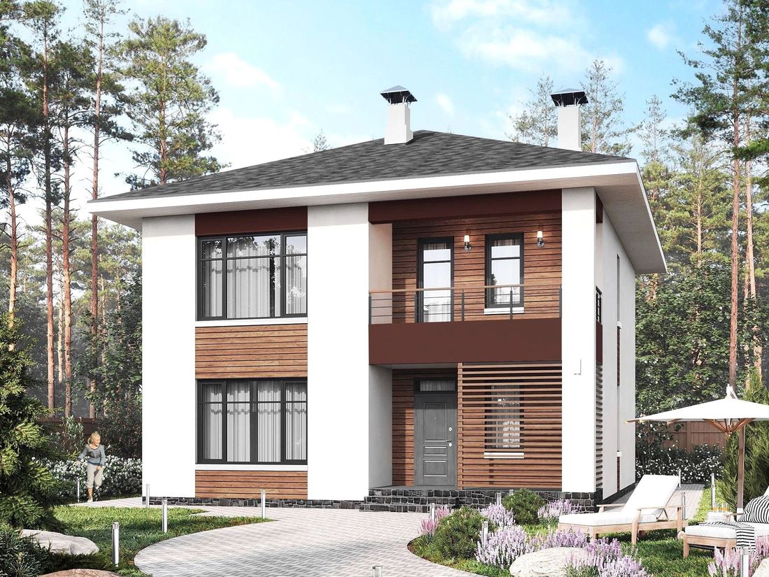 Превью для проекта в портфолио ««Селигер» - проект двухэтажного дома из газобетона, с террасой, отличная планировка»