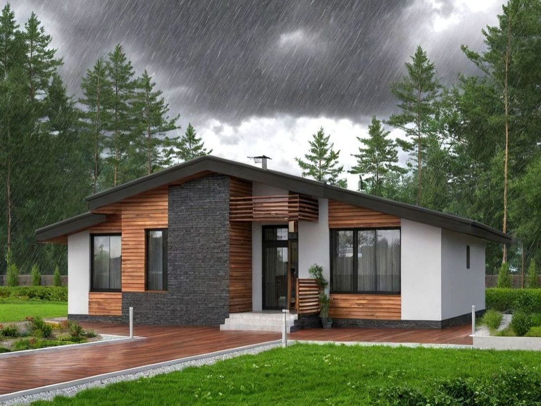 Превью для проекта в портфолио «КАРКАСНЫЙ ДОМ. «Альфа» - проект красивого одноэтажного дома, 2 спальни, террасой в скандинавском стиле»