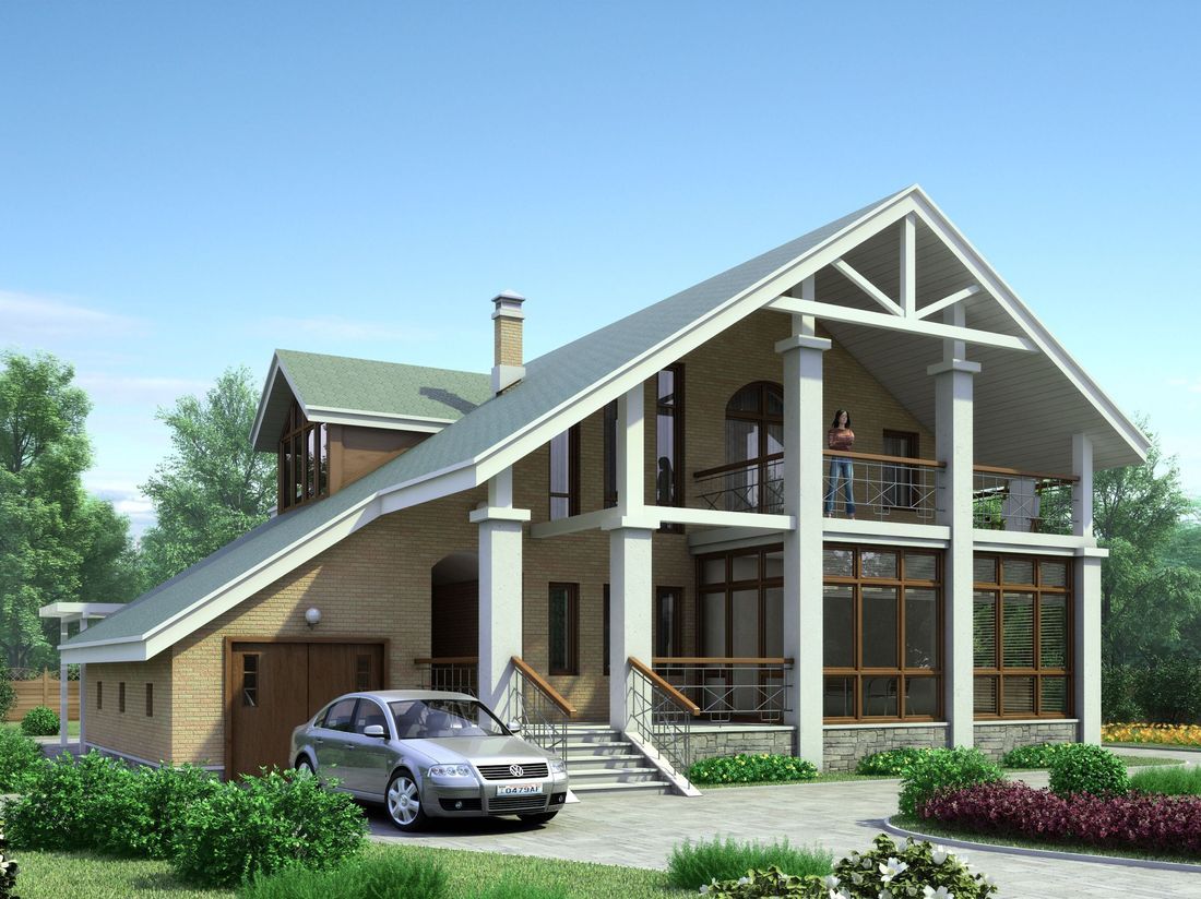 Превью для проекта в портфолио ««Мистер-Твистер» - проект дома с мансардой, с балконом и с террасой, с двумя жилыми комнатами на 1 эт»