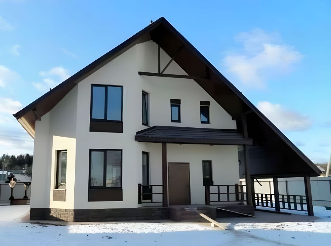 Превью для проекта в портфолио ««Регенсбург» - проект дома из газобетона, с эркером и с гаражом, с сауной, в немецком стиле»