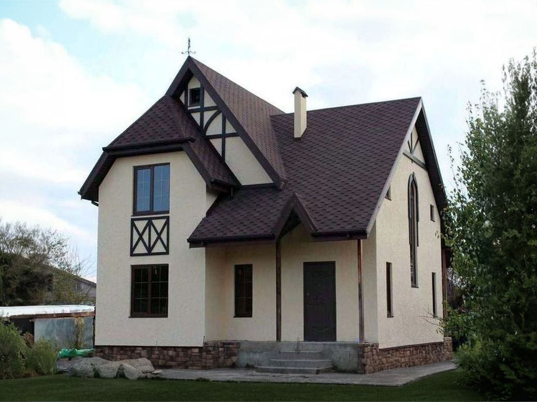 Превью для проекта в портфолио ««Вива» - проект дома из кипича, для узкого участка, в стиле фахверк»