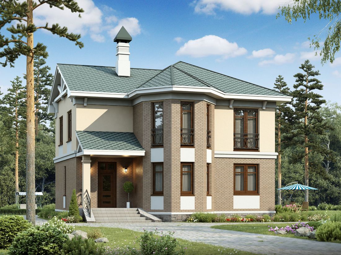 Превью для проекта в портфолио ««Классика»- проект двухэтажного дома с экрером, в русском стиле»