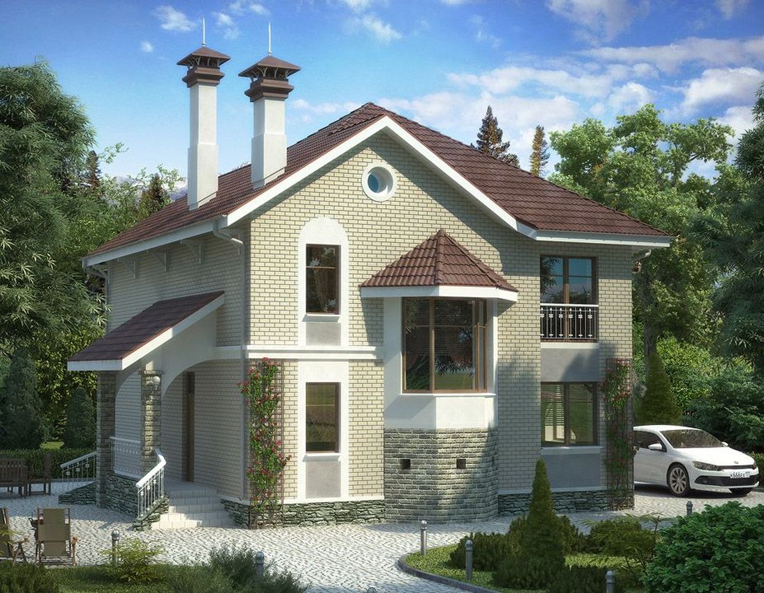 Превью для проекта в портфолио ««Лавиери Плюс» - проект двухэтажного домас террасой и с эркером»