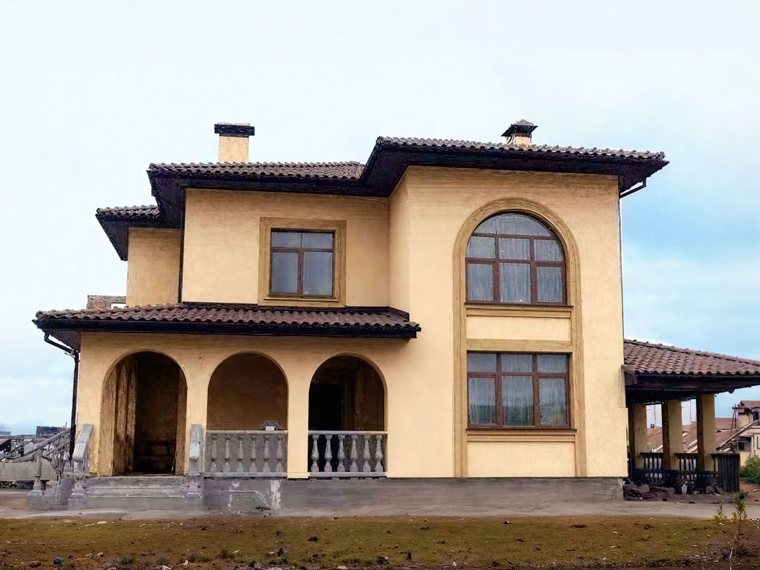 Превью для проекта в портфолио ««Беатрис» - проект двухэтажного дома из кирпича, с террасой и с гаражом на 1 авто»