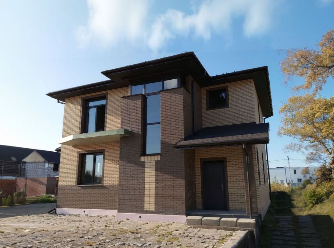 Превью для проекта в портфолио ««Тренд» - проект двухэтажного дома из газобетона, с террасой, в современном стиле»