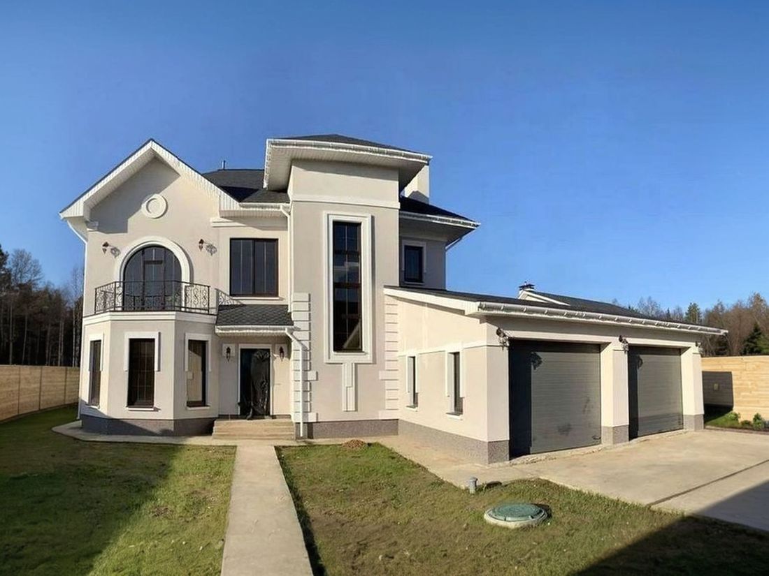 Превью для проекта в портфолио ««Феникс» - проект двухэтажного дома, с эркером и с террасой, планировка с кабинетом на 1 эт, гараж на 2 авто»