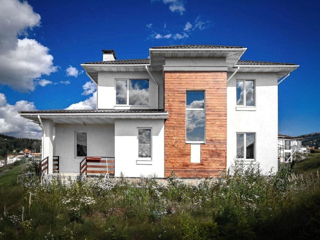 Превью для проекта в портфолио ««Фортуна» - проект двухэтажного дома, с террасой и кабинетом на 1 эт, в современном стиле»