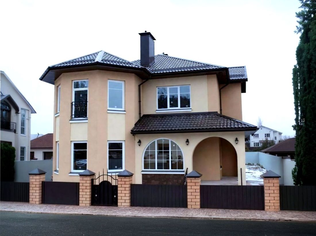 Превью для проекта в портфолио ««Эллада» - проект двухэтажного дома, с эркером и с террасой, планировка с кабинетом на 1 эт, в русском стиле»