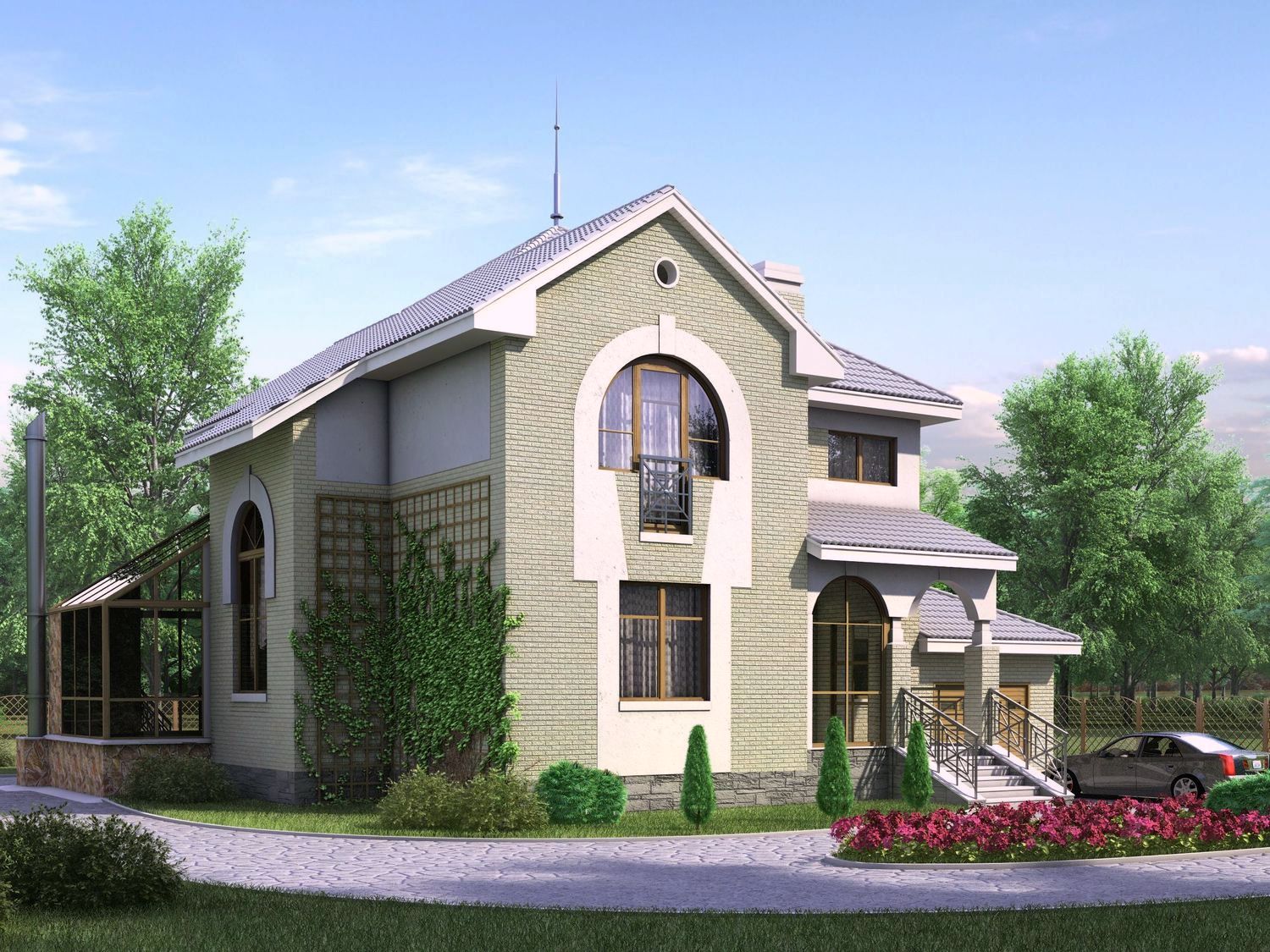 Превью для проекта в портфолио ««Уют» - проект двухэтажного дома, с зимним садом»