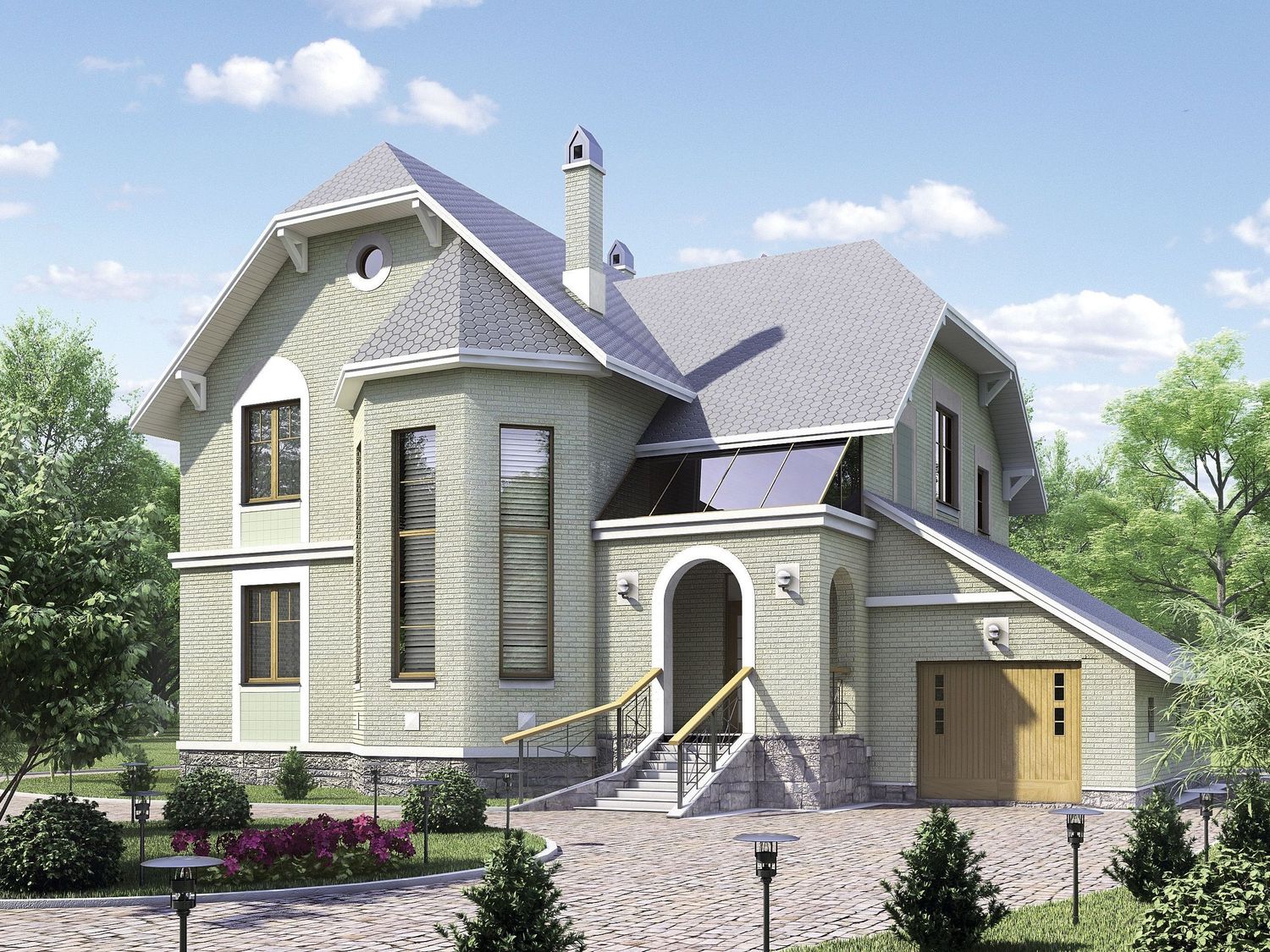 Превью для проекта в портфолио ««Эстрелл» - проект двухэтажного дома с эркером и вторым светом в гостиной»