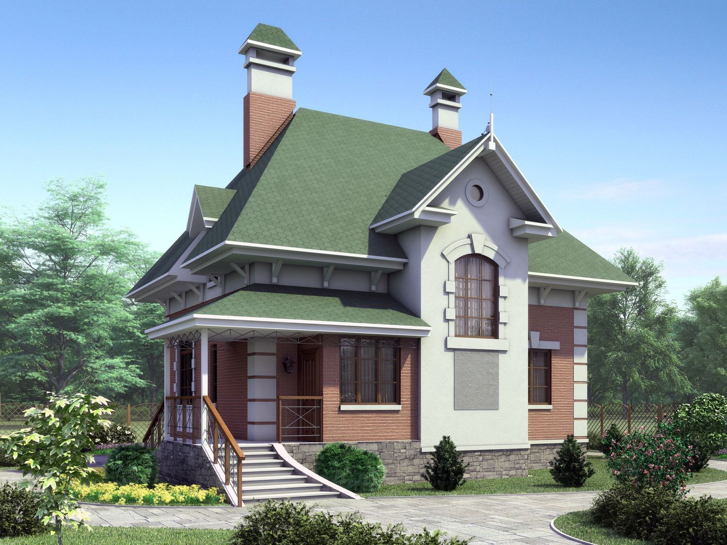 Превью для проекта в портфолио ««Шале Малек» - проект дома с мансардой, с террасой, в английском стиле»