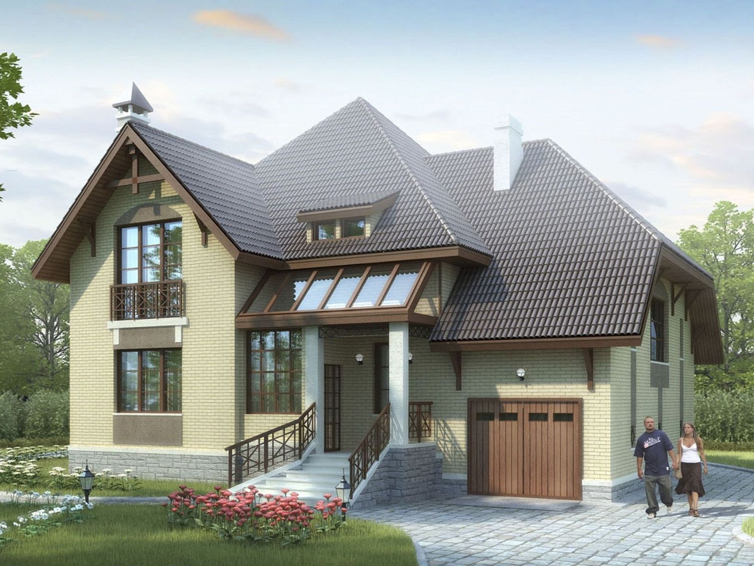 Превью для проекта в портфолио ««Суперстилиса» - проект двухэтажного дома, с террасой и с гаражом, с рациональной планировкой»