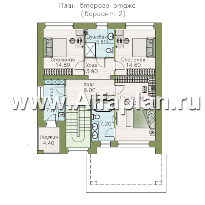 «Нить Ариадны» - проект дома 10х10м, терраса со стороны входа, комфортная планировкой - превью план дома