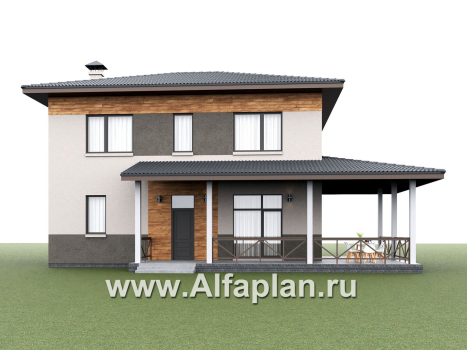 «Практика» - проект простого дома из газобетона, с террасой со стороны главного фасада - превью дополнительного изображения №3