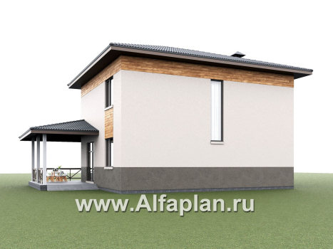 «Практика» - проект простого дома из газобетона, с террасой со стороны главного фасада - превью дополнительного изображения №4