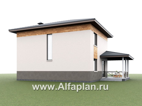 «Практика» - проект простого дома из газобетона, с террасой со стороны главного фасада - превью дополнительного изображения №4