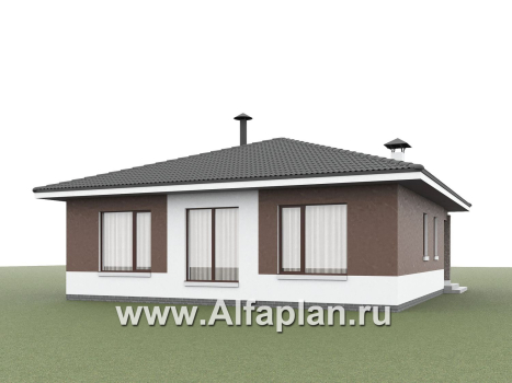 «Заозерье» - проект практичного, практичного одноэтажного коттеджа, планировка 2 спальни - превью дополнительного изображения №5