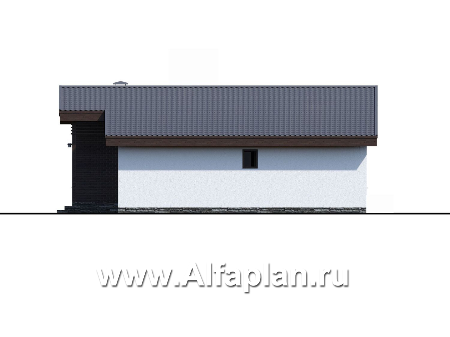 «Альфа» - проект красивого одноэтажного дома из газобетона, 3 спальни, с мини террасой, в скандинавском стиле  - фасад дома