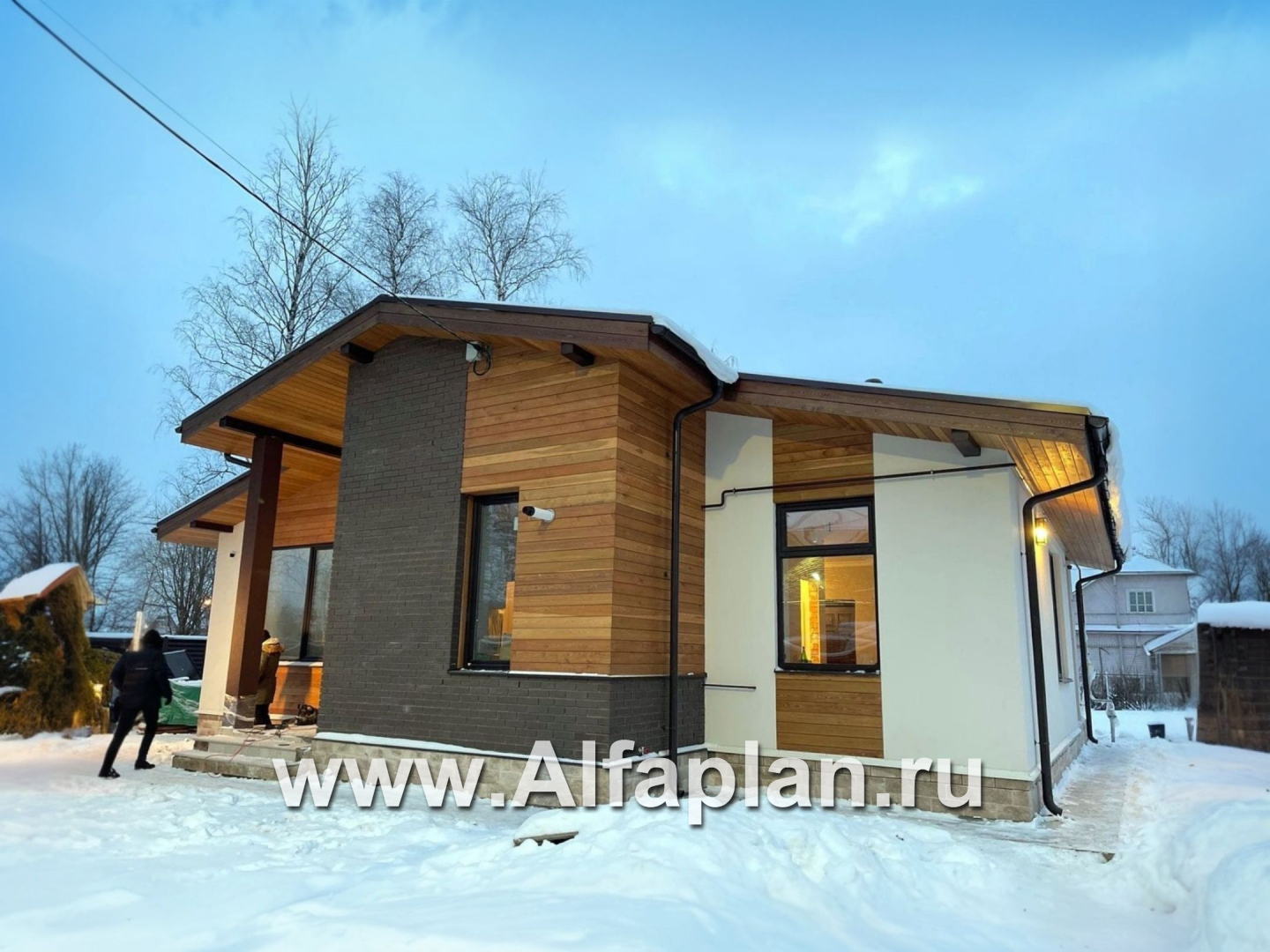 «Альфа» - проект красивого одноэтажного дома из газобетона, 4 (!) спальни, в скандинавском стиле  - дизайн дома №2
