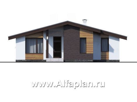 «Альфа» - проект красивого одноэтажного дома из газобетона, 4 (!) спальни, в скандинавском стиле  - превью фасада дома