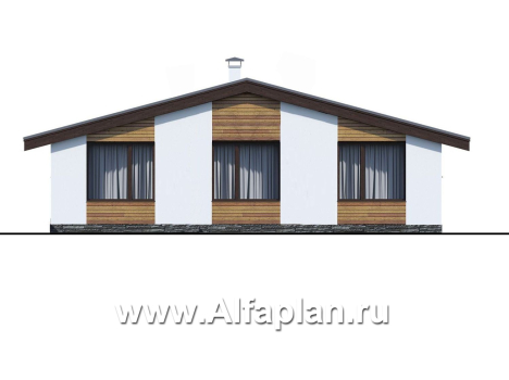 «Альфа» - проект красивого одноэтажного дома из газобетона, 4 (!) спальни, в скандинавском стиле  - превью фасада дома