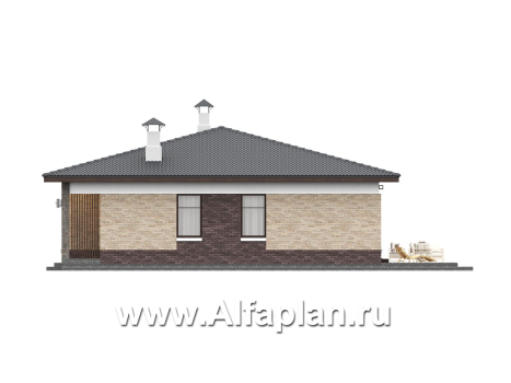 «Соблазн» - проект одноэтажного дома, 3 спальни, панорамное остекление гостиной со стороны двора, отличная планировка - превью фасада дома