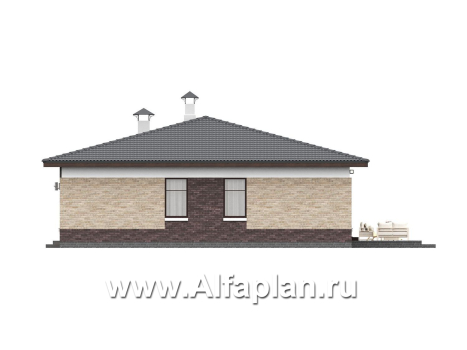 «Соблазн» - проект одноэтажного дома, 3 спальни, панорамное остекление гостиной со стороны двора, отличная планировка - превью фасада дома