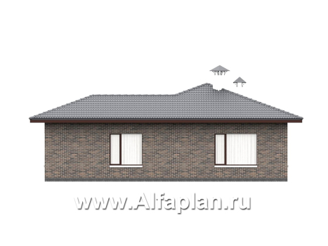 «Эдем» - проект одноэтажного дома с панорамным остеклением, с оригинальным планом,  3 спальни - превью фасада дома - фото №3