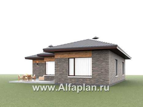 «Эдем» - проект одноэтажного дома с панорамным остеклением, с оригинальным планом,  3 спальни - превью дополнительного изображения №4