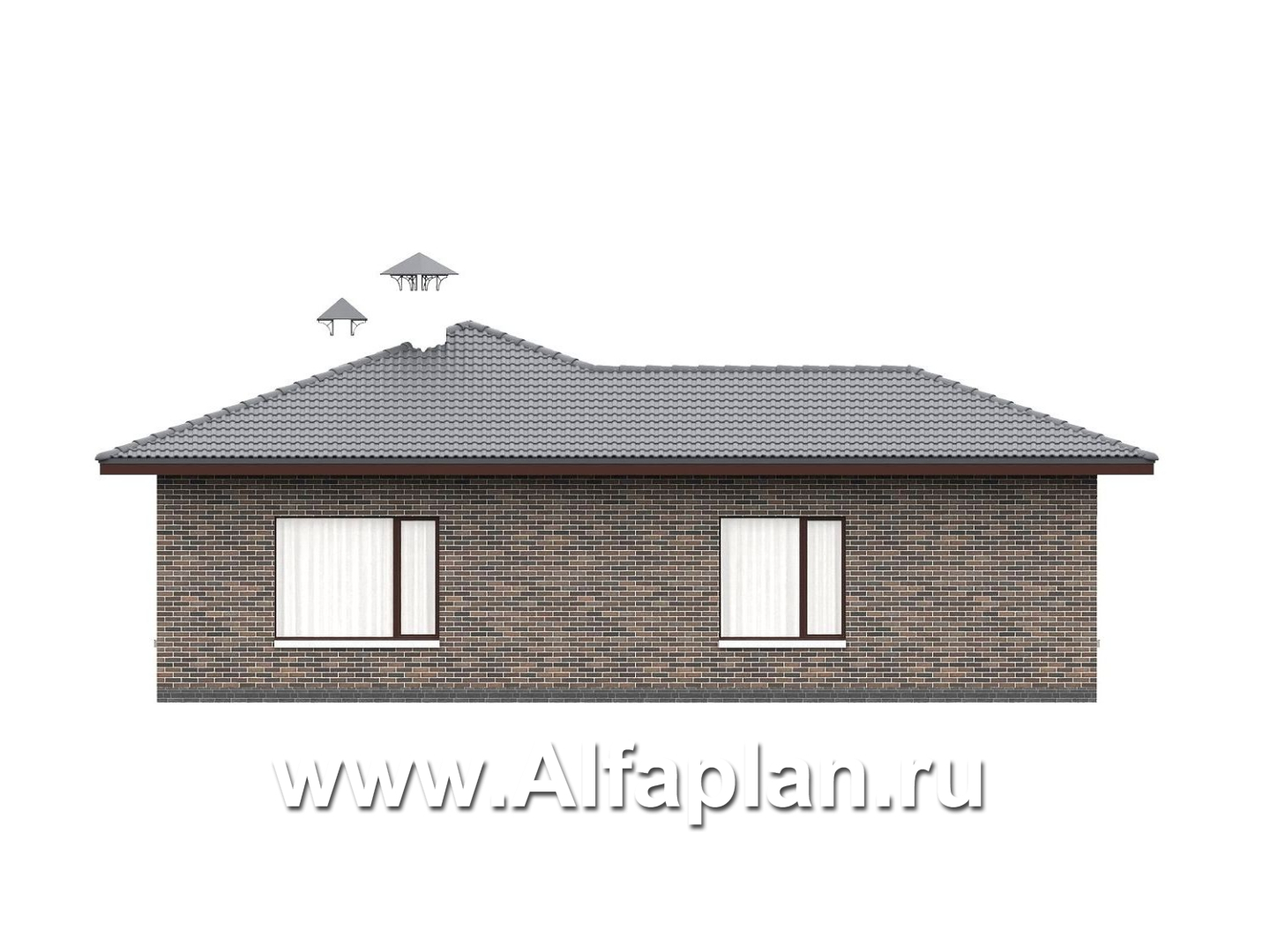 «Эдем» - проект одноэтажного дома с панорамным остеклением, с оригинальным планом,  3 спальни - фасад дома - фото №3