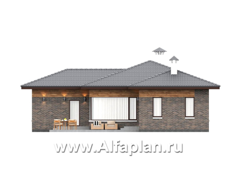 «Эдем» - проект одноэтажного дома с панорамным остеклением, с оригинальным планом,  3 спальни - превью фасада дома - фото №1