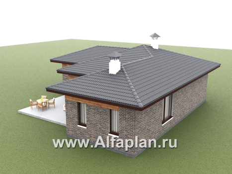 «Эдем» - проект одноэтажного дома с панорамным остеклением, с оригинальным планом,  3 спальни - превью дополнительного изображения №3