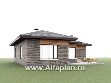 «Эдем» - проект одноэтажного дома с панорамным остеклением, с оригинальным планом,  3 спальни - превью дополнительного изображения №4