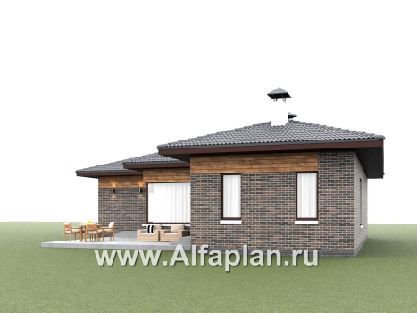 «Эдем» - проект одноэтажного дома с панорамным остеклением, с оригинальным планом,  3 спальни - превью дополнительного изображения №6